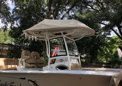 boat with custom canopy