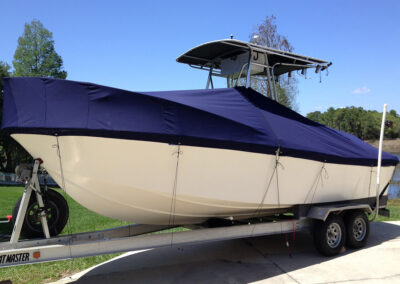 custom blue canvas cover for boat