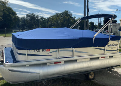 pontoon boat with custom cover