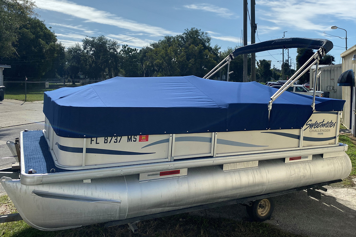 pontoon boat with custom cover